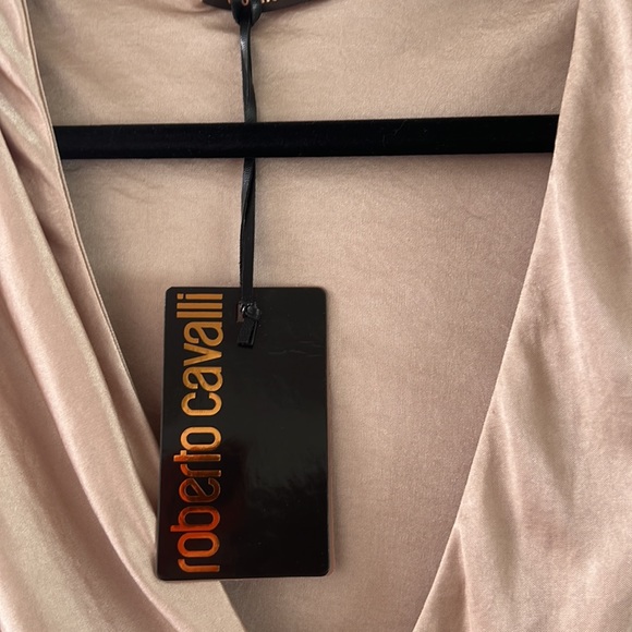 Never worn Roberto Cavalier faux wrap dress with gold closure - Picture 2 of 4